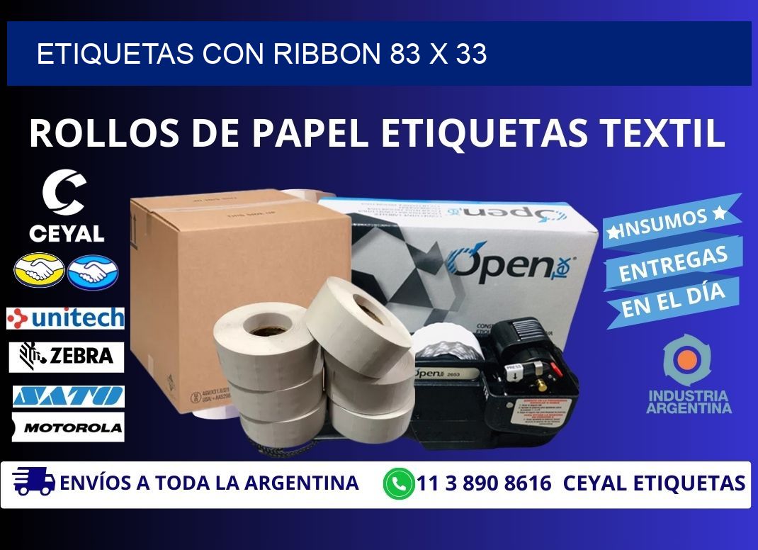 etiquetas con ribbon 83 x 33
