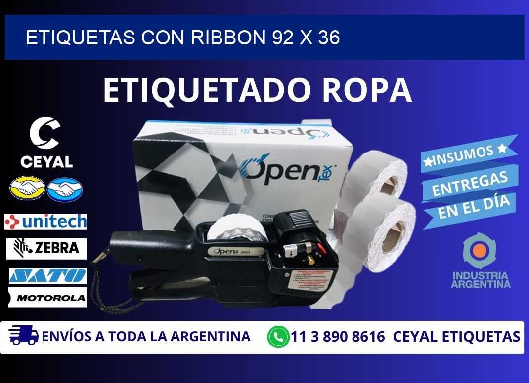 etiquetas con ribbon 92 x 36