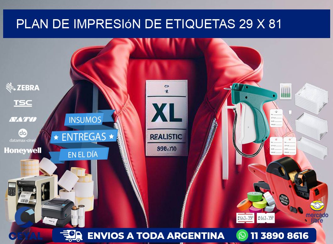 plan de impresión de etiquetas 29 x 81