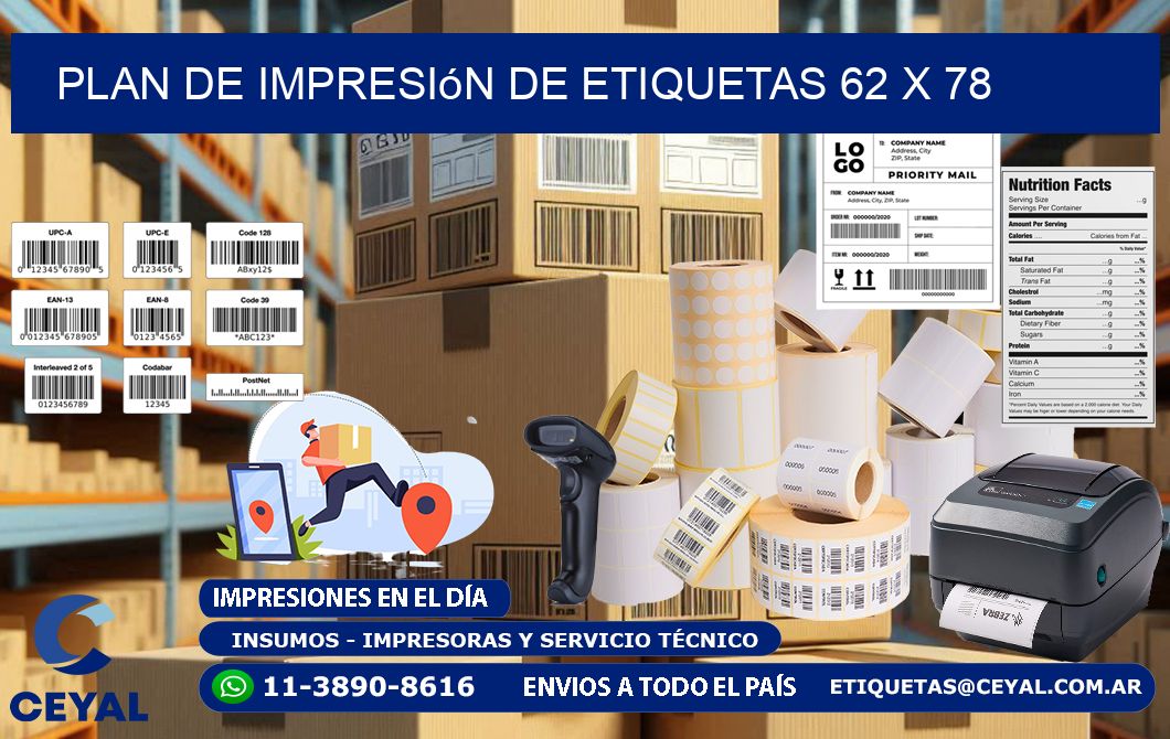 plan de impresión de etiquetas 62 x 78