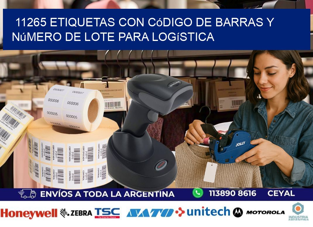 11265 etiquetas con código de barras y número de lote para logística