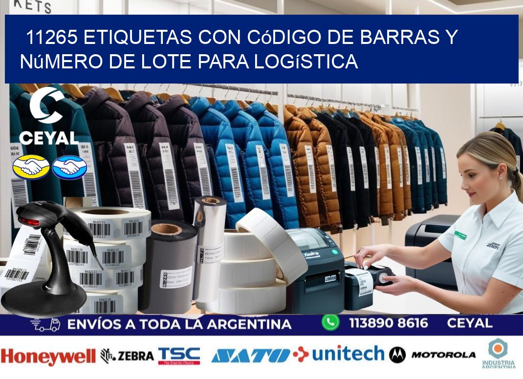 11265 etiquetas con código de barras y número de lote para logística