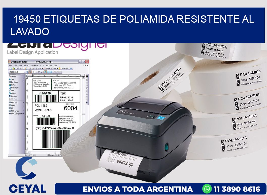 19450 Etiquetas de poliamida resistente al lavado