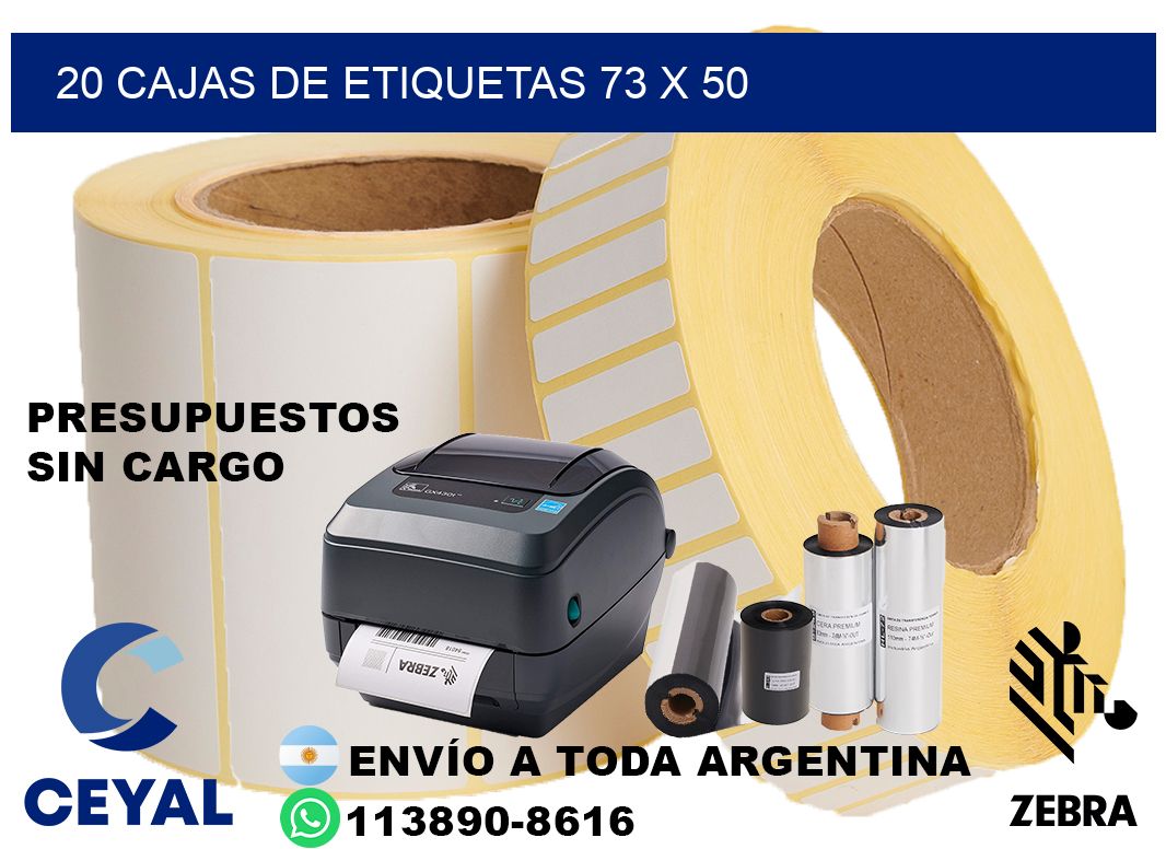 20 cajas de etiquetas 73 x 50