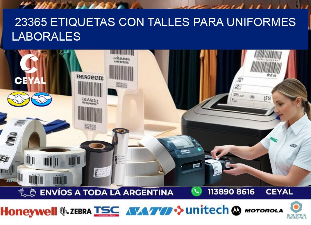 23365 etiquetas con talles para uniformes laborales