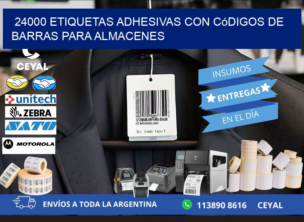 24000 etiquetas adhesivas con códigos de barras para almacenes