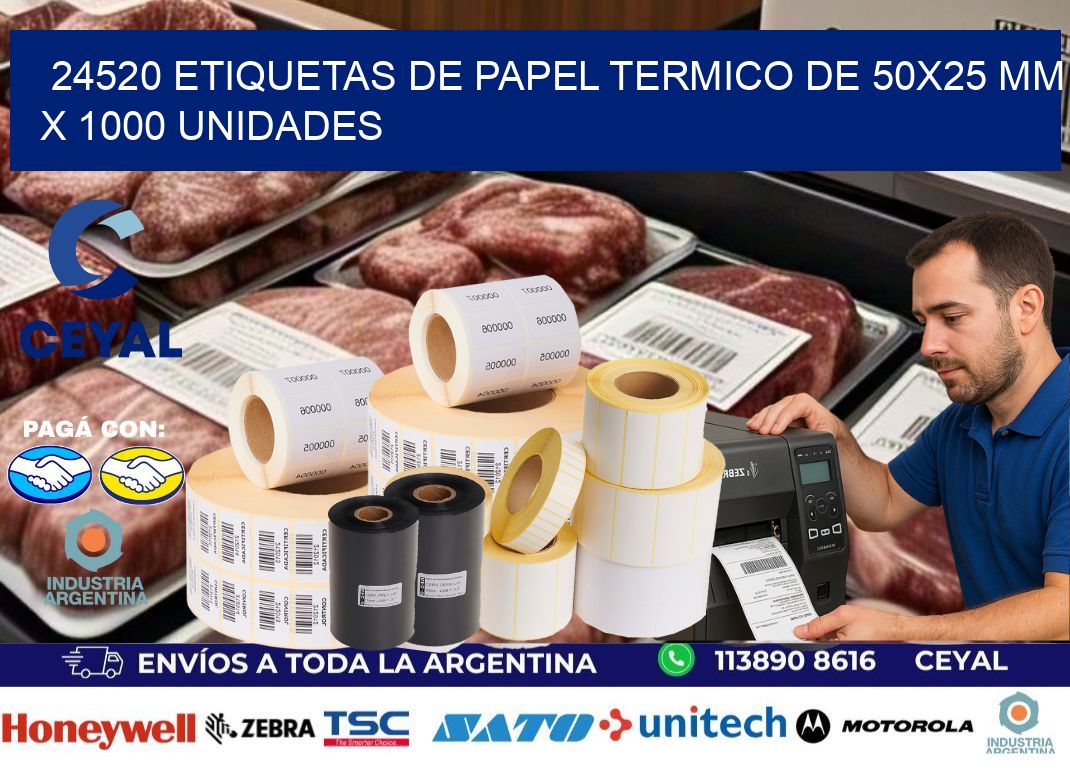 24520 Etiquetas De Papel Termico De 50x25 Mm X 1000 Unidades