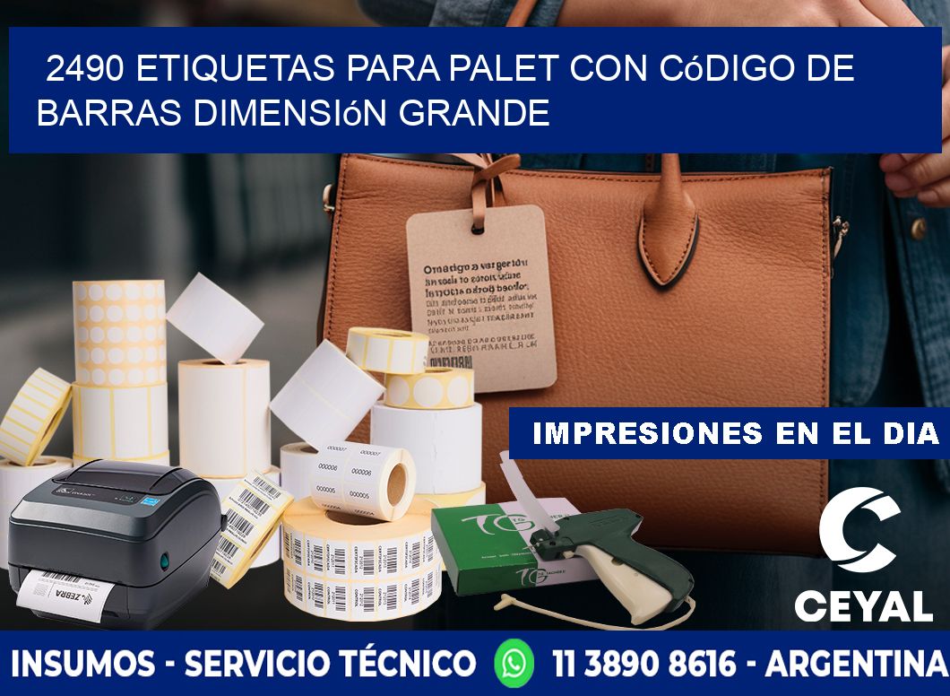 2490 etiquetas para palet con código de barras dimensión grande