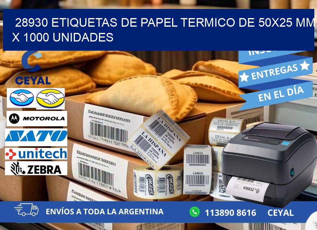 28930 Etiquetas De Papel Termico De 50x25 Mm X 1000 Unidades