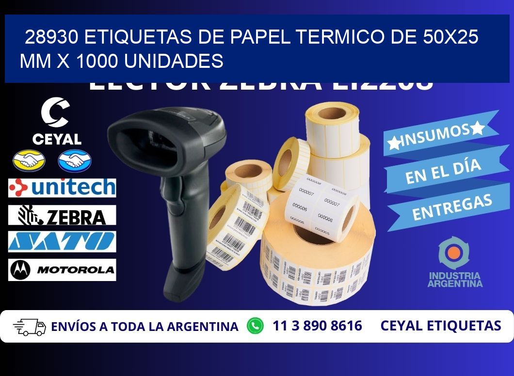 28930 Etiquetas De Papel Termico De 50x25 Mm X 1000 Unidades