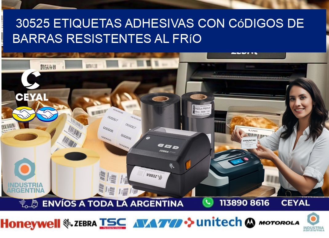 30525 Etiquetas adhesivas con códigos de barras resistentes al frío