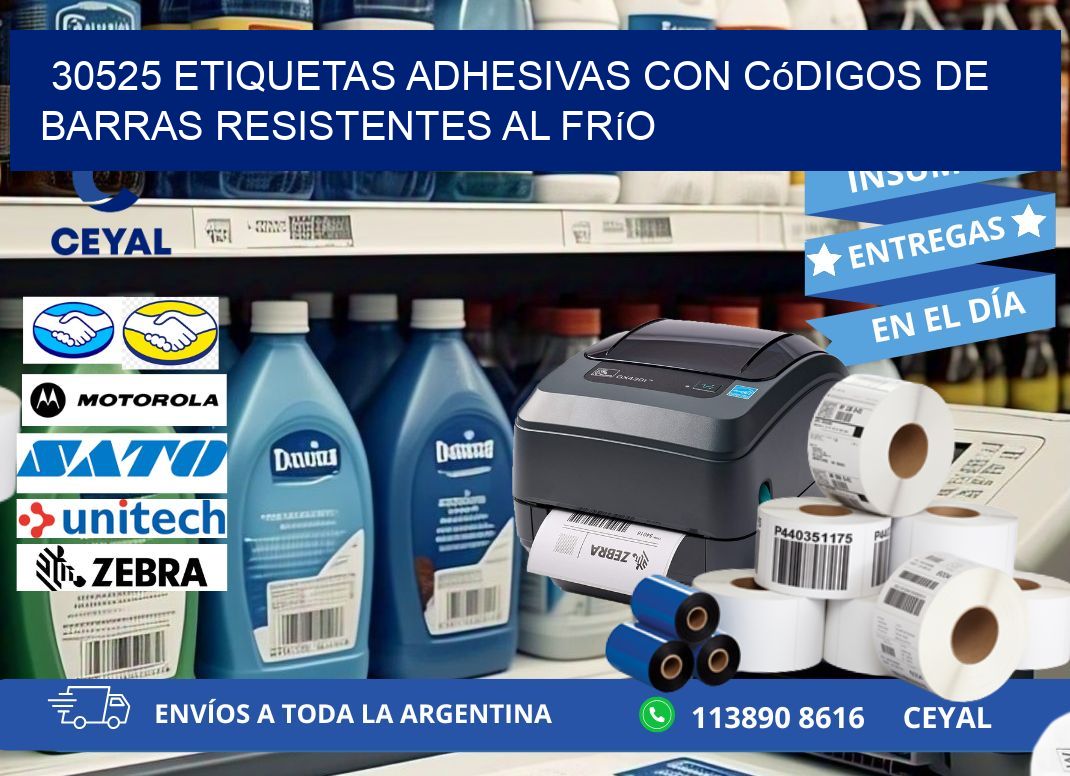 30525 Etiquetas adhesivas con códigos de barras resistentes al frío