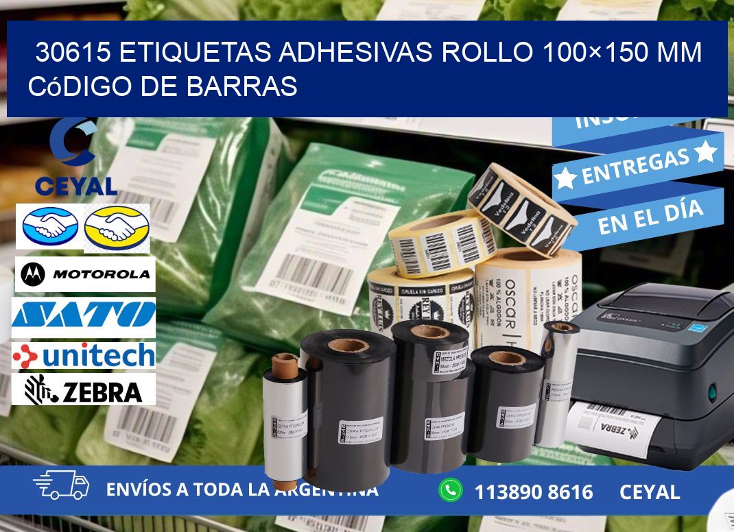 30615 etiquetas adhesivas rollo 100×150 mm código de barras