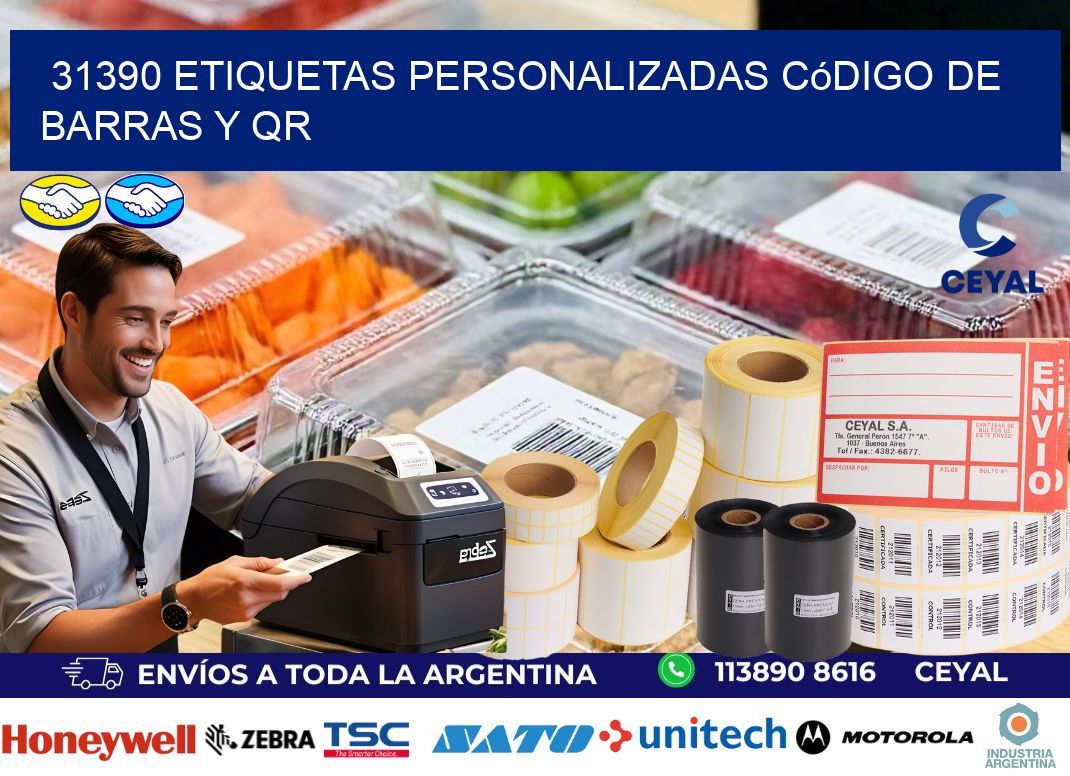31390 etiquetas personalizadas código de barras y QR