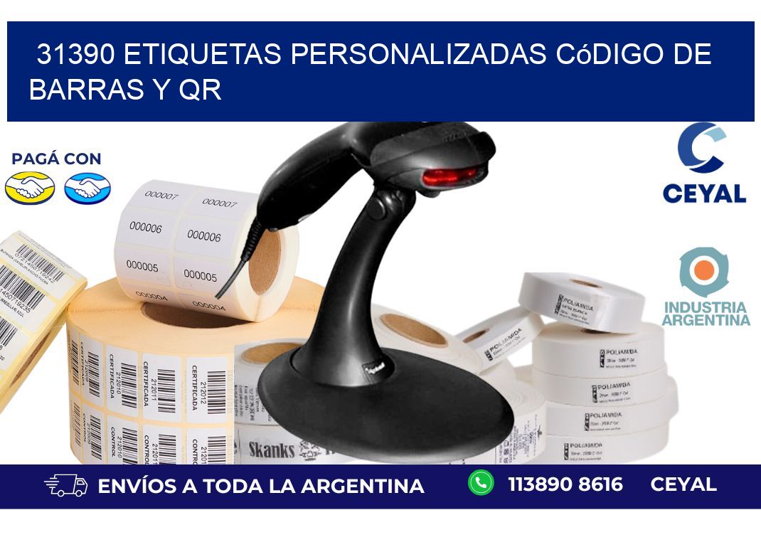 31390 etiquetas personalizadas código de barras y QR