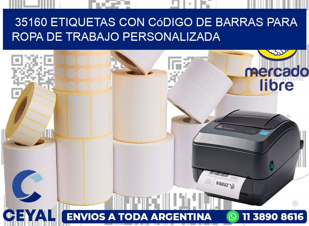 35160 Etiquetas con código de barras para ropa de trabajo personalizada