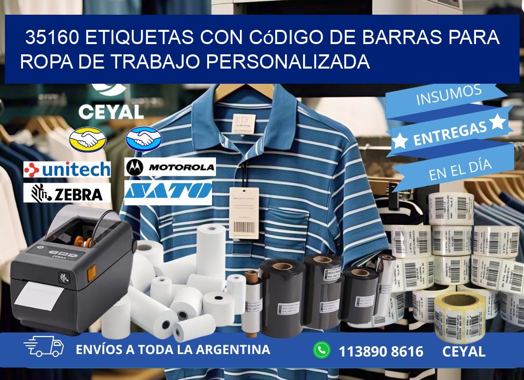 35160 Etiquetas con código de barras para ropa de trabajo personalizada