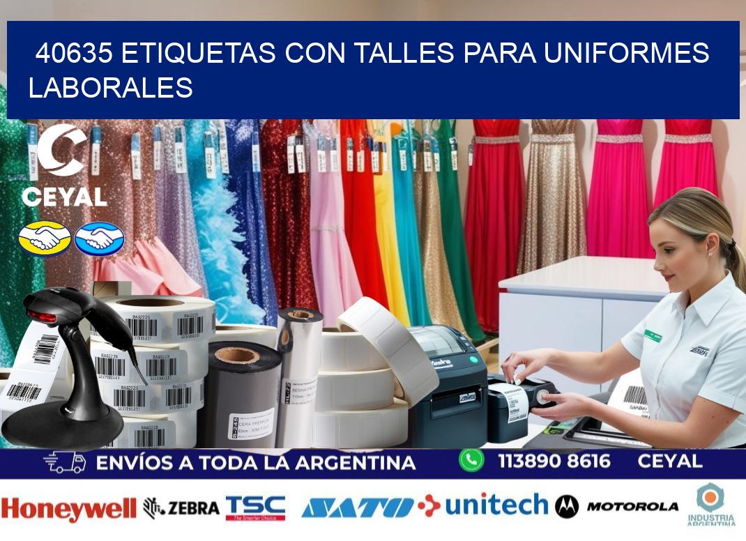 40635 etiquetas con talles para uniformes laborales