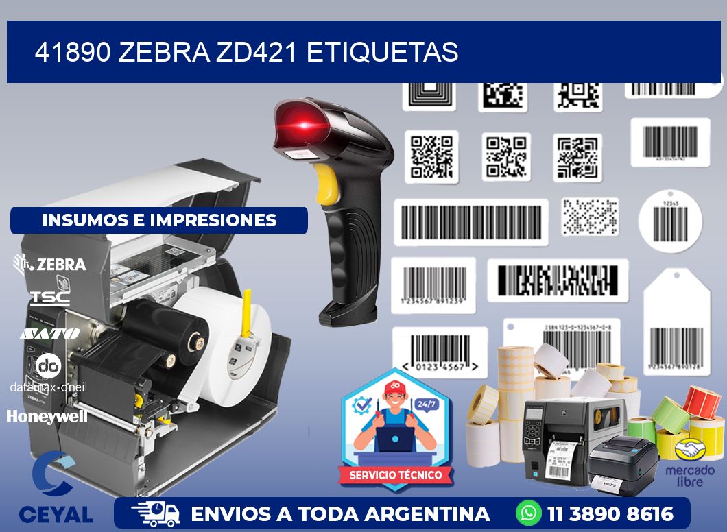 41890 Zebra ZD421 etiquetas