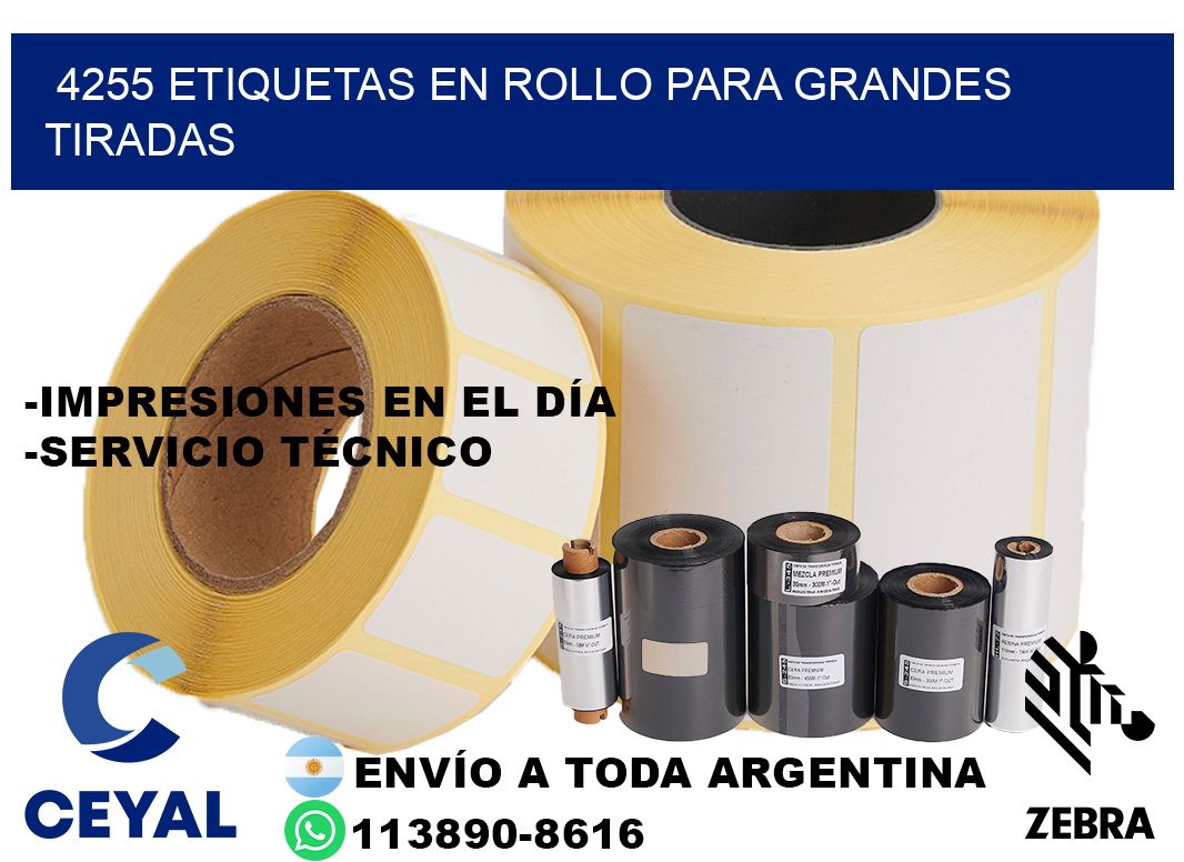 4255 Etiquetas en rollo para grandes tiradas
