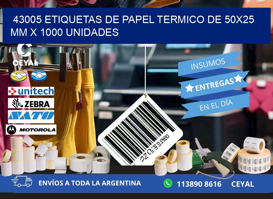 43005 Etiquetas De Papel Termico De 50×25 Mm X 1000 Unidades