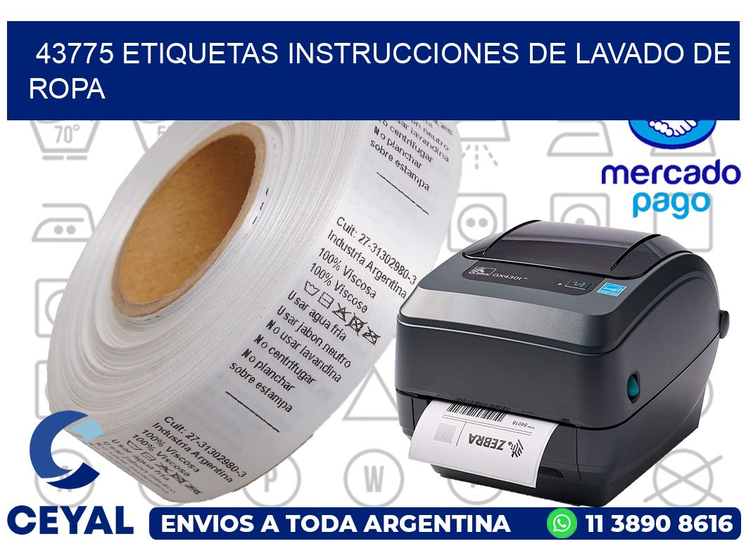 43775 etiquetas instrucciones de lavado de ropa