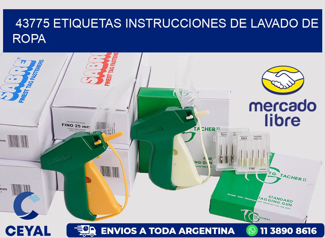 43775 etiquetas instrucciones de lavado de ropa