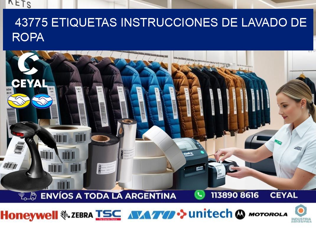 43775 etiquetas instrucciones de lavado de ropa