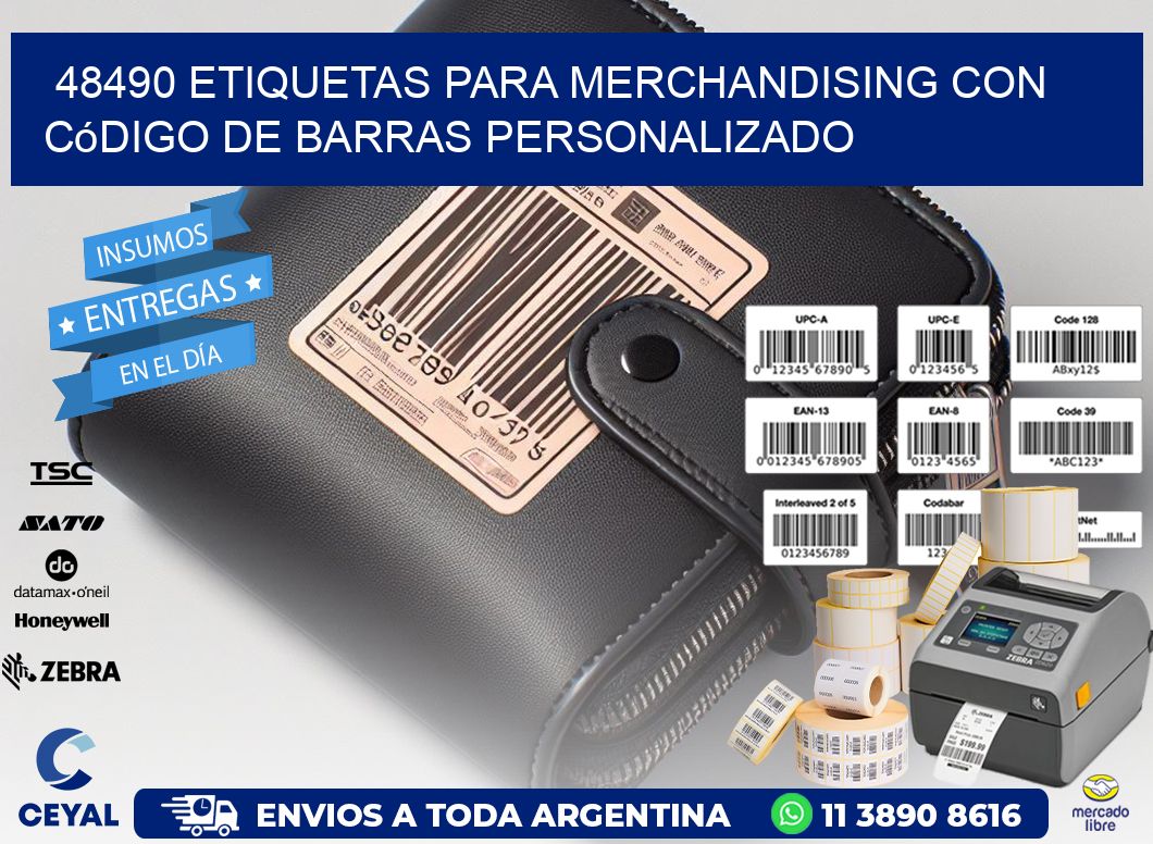 48490 etiquetas para merchandising con código de barras personalizado
