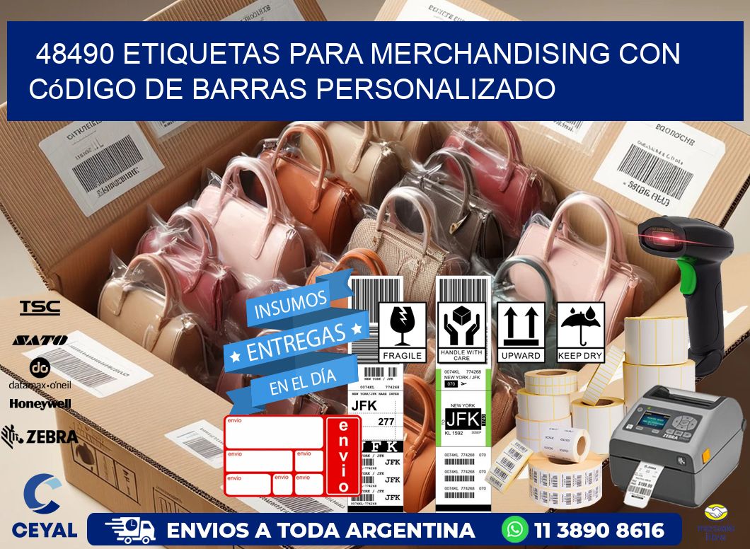 48490 etiquetas para merchandising con código de barras personalizado