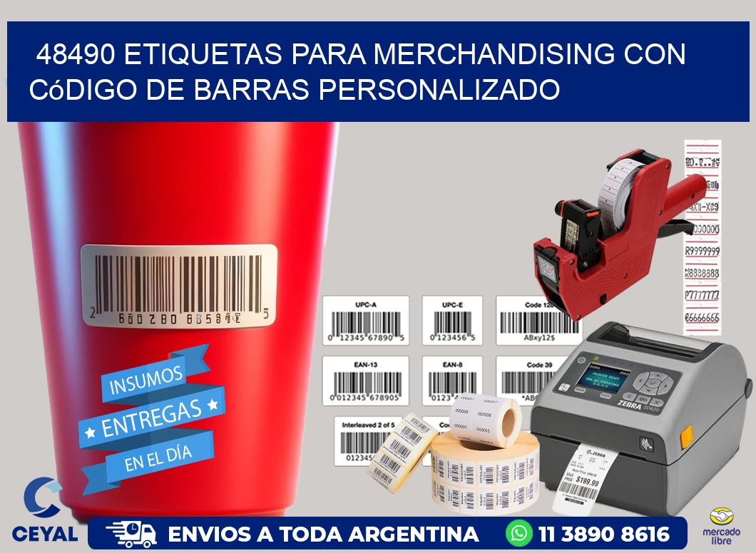 48490 etiquetas para merchandising con código de barras personalizado