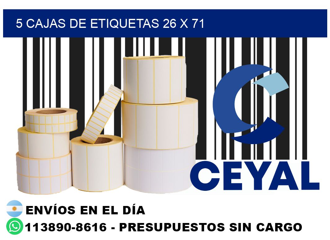 5 cajas de etiquetas 26 x 71