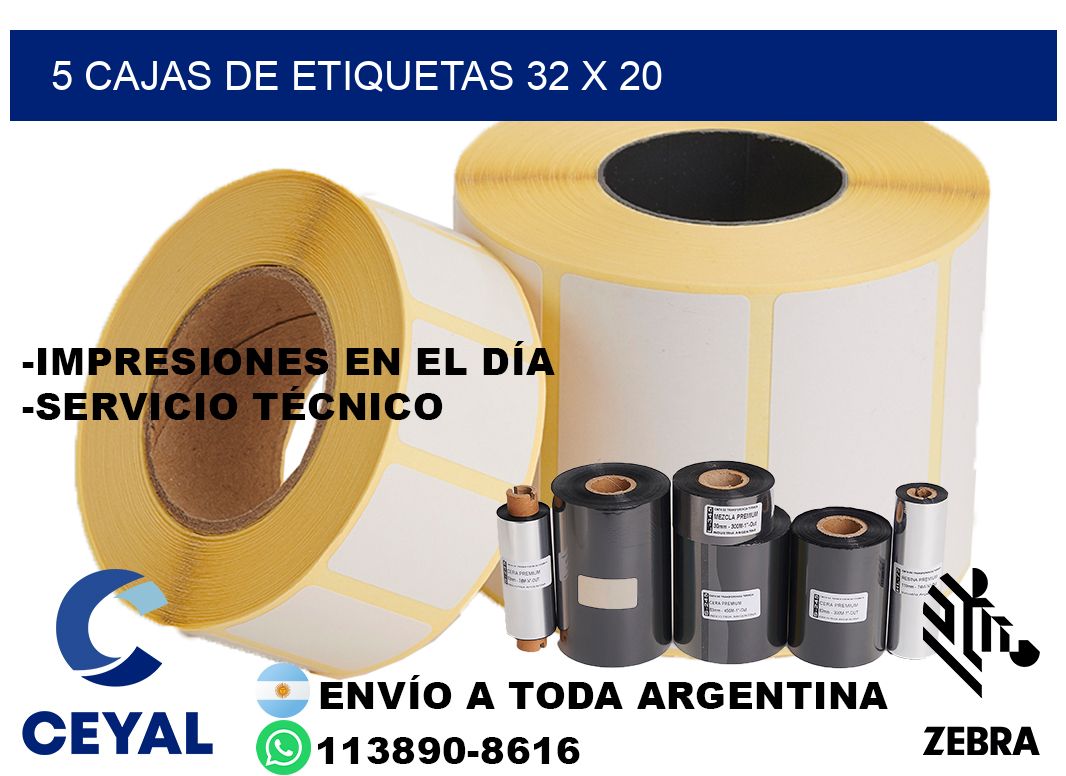 5 cajas de etiquetas 32 x 20
