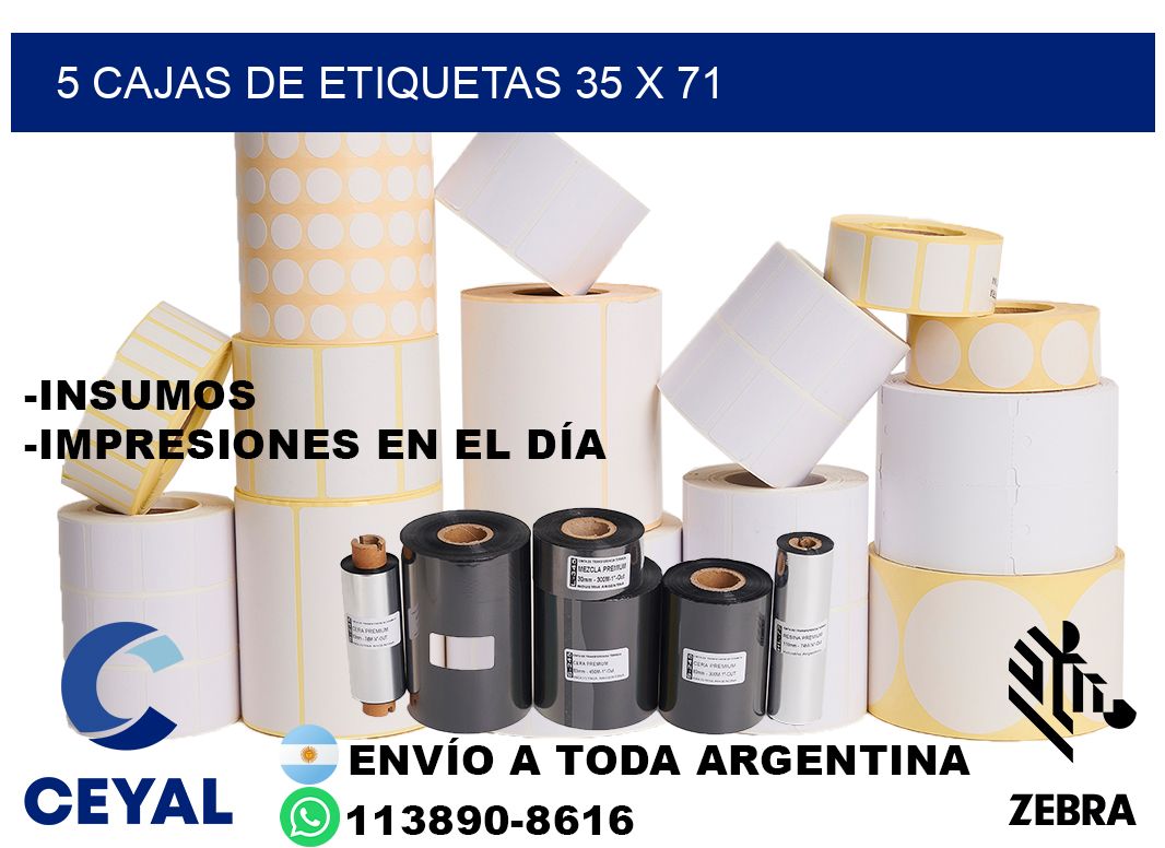 5 cajas de etiquetas 35 x 71