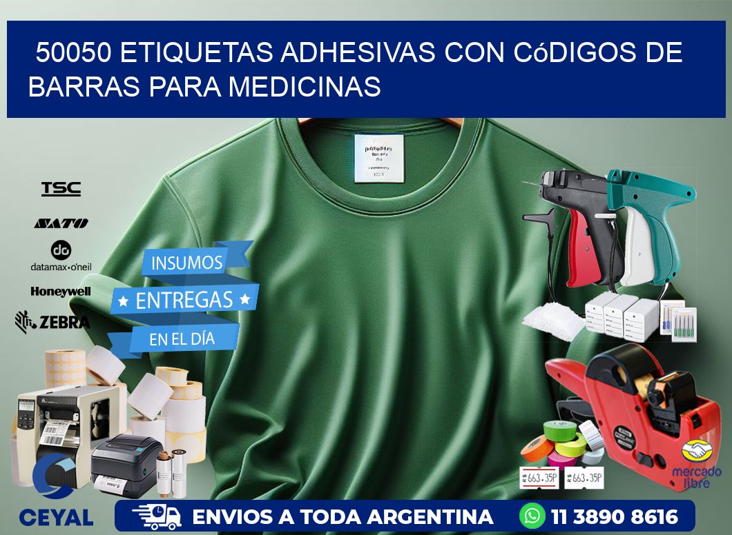 50050 etiquetas adhesivas con códigos de barras para medicinas