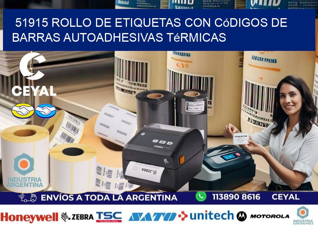51915 Rollo de etiquetas con códigos de barras autoadhesivas térmicas