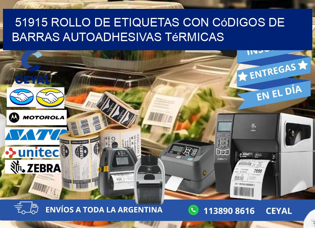 51915 Rollo de etiquetas con códigos de barras autoadhesivas térmicas