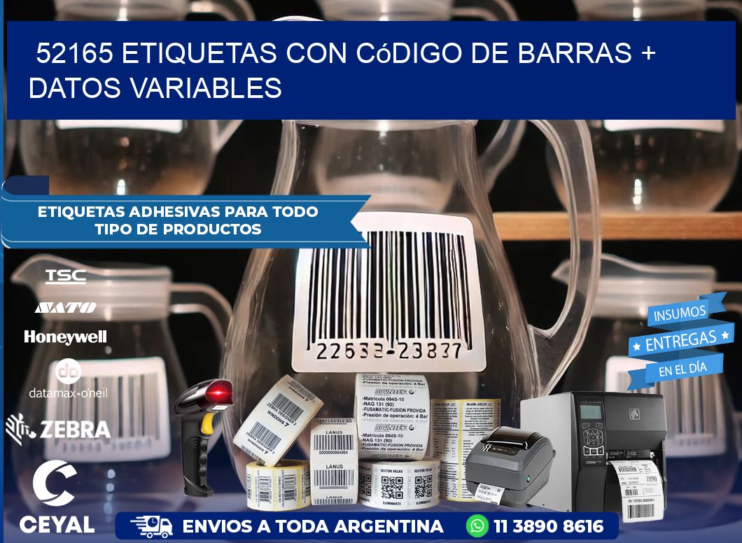 52165 etiquetas con código de barras + datos variables