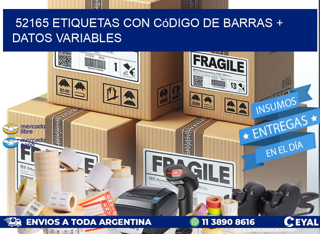 52165 etiquetas con código de barras + datos variables