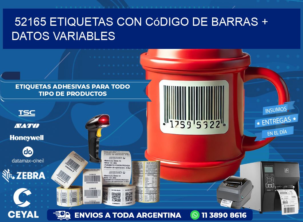 52165 etiquetas con código de barras + datos variables
