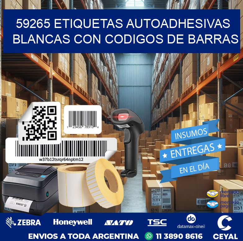 59265 etiquetas autoadhesivas blancas con codigos de barras