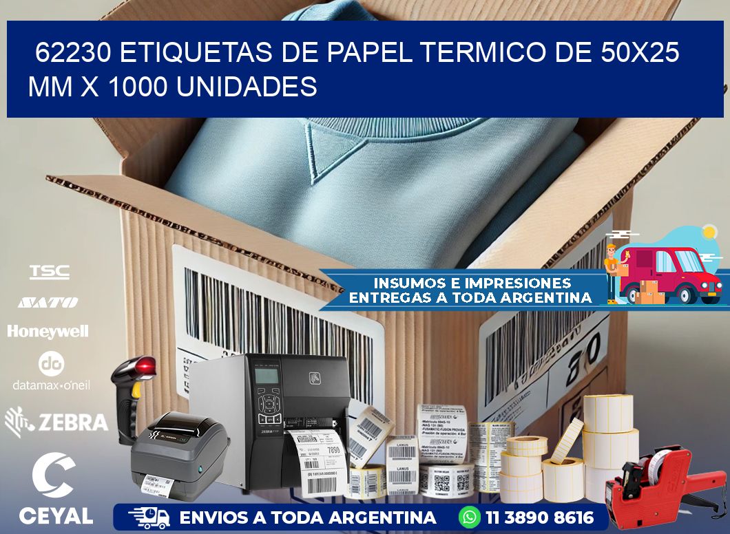 62230 Etiquetas De Papel Termico De 50x25 Mm X 1000 Unidades