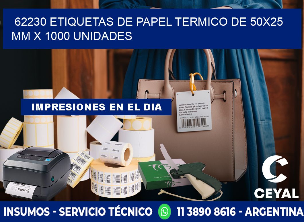 62230 Etiquetas De Papel Termico De 50x25 Mm X 1000 Unidades