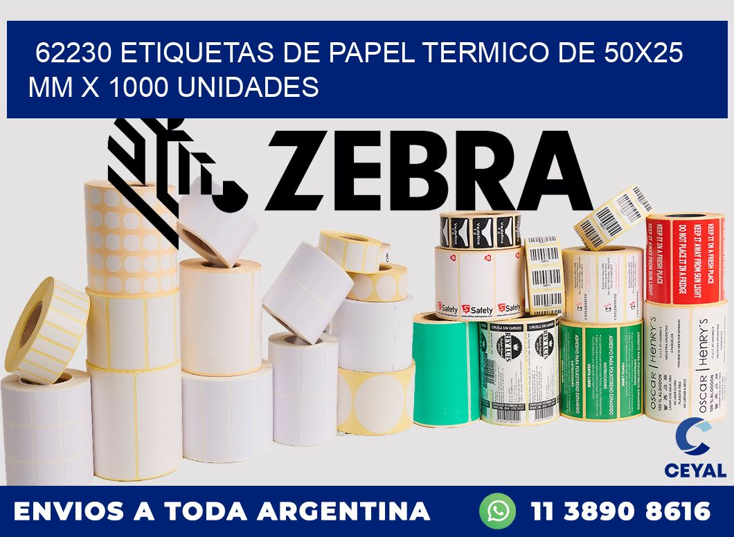 62230 Etiquetas De Papel Termico De 50×25 Mm X 1000 Unidades