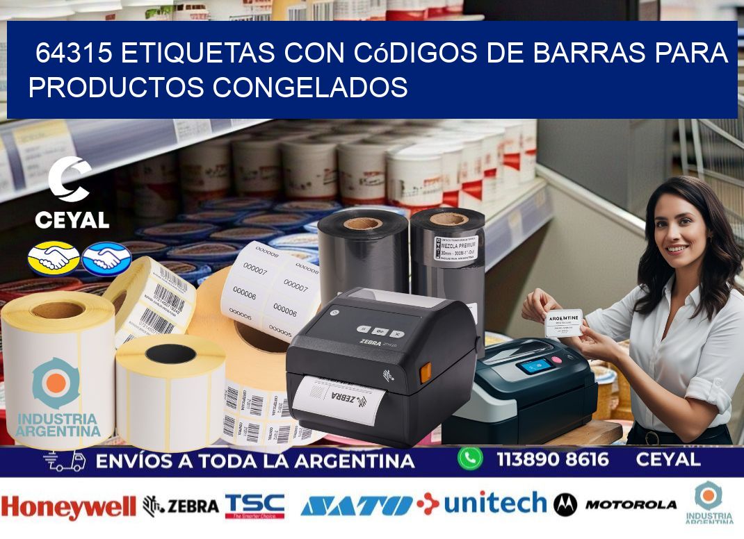 64315 Etiquetas con códigos de barras para productos congelados