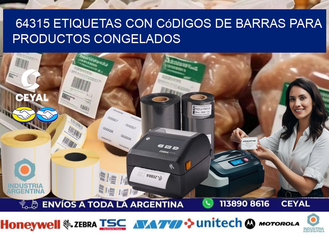 64315 Etiquetas con códigos de barras para productos congelados
