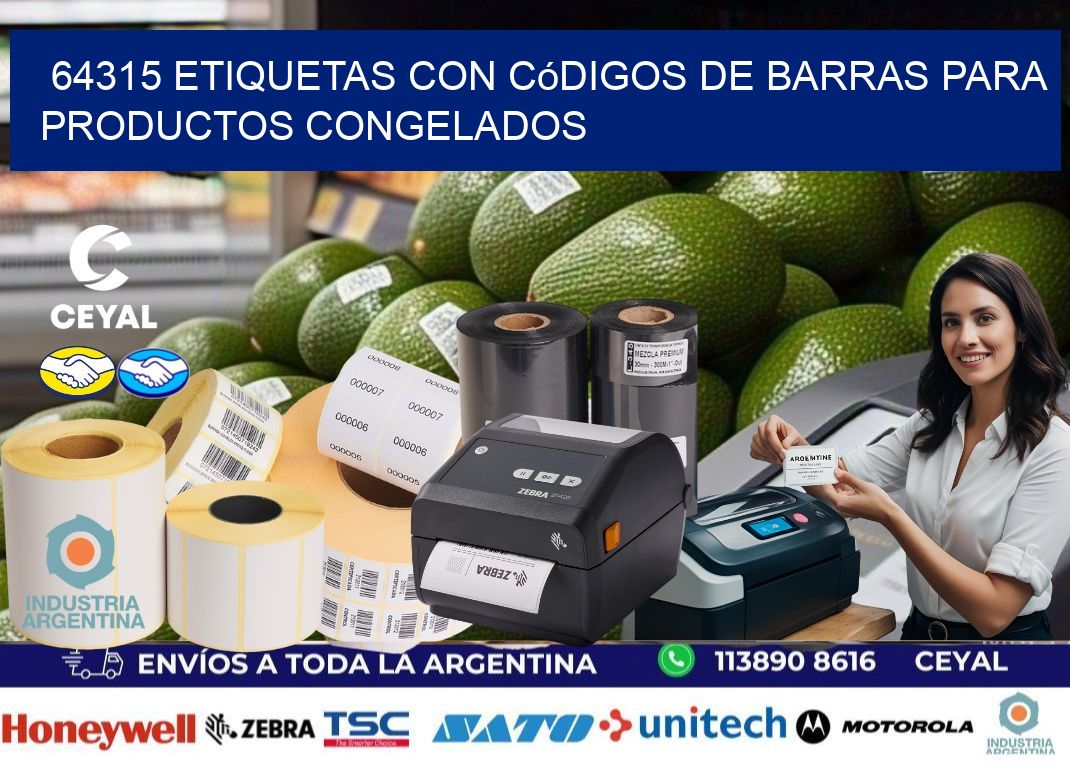 64315 Etiquetas con códigos de barras para productos congelados
