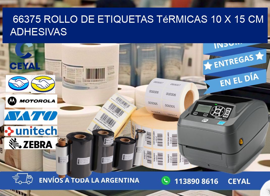 66375 Rollo de Etiquetas Térmicas 10 x 15 cm Adhesivas