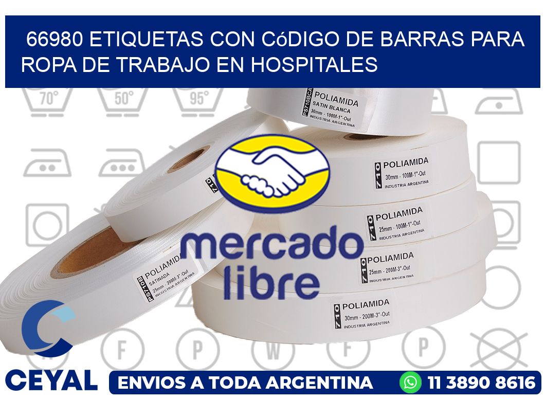 66980 Etiquetas con código de barras para ropa de trabajo en hospitales
