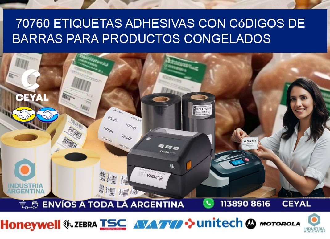 70760 Etiquetas adhesivas con códigos de barras para productos congelados